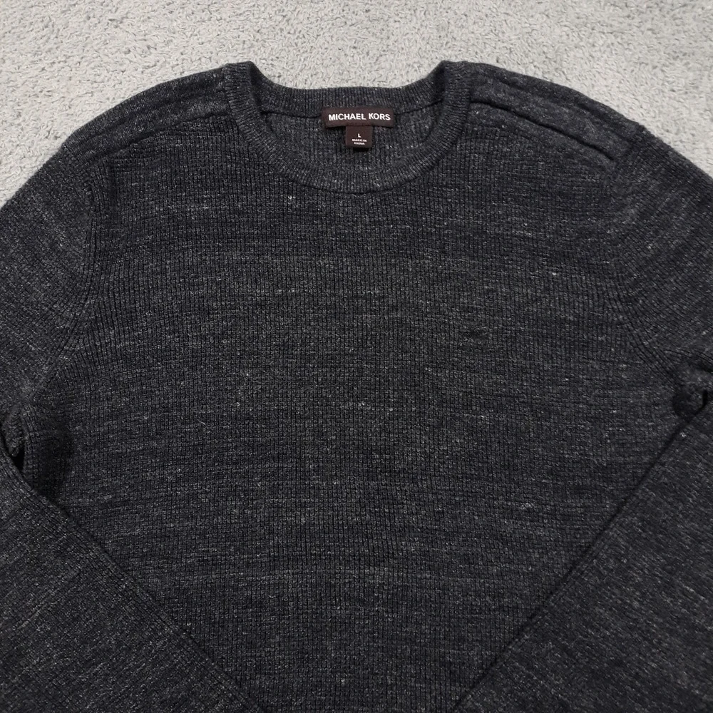 Michael Kors Sweater Pullover Cotton Wool Blend Blue Gray Mens Large